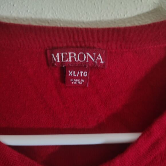 Women’s Merona Sequins Neck Cardigan Wine Colored Long Sleeved XL - Picture 2 of 6